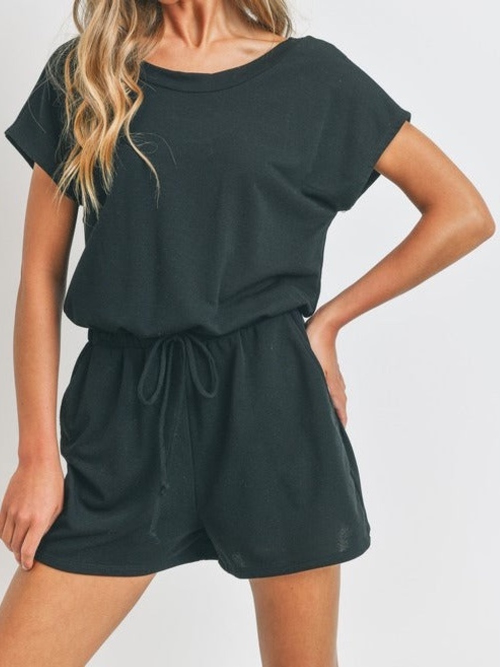 Cherish Black Short Sleeve Romper